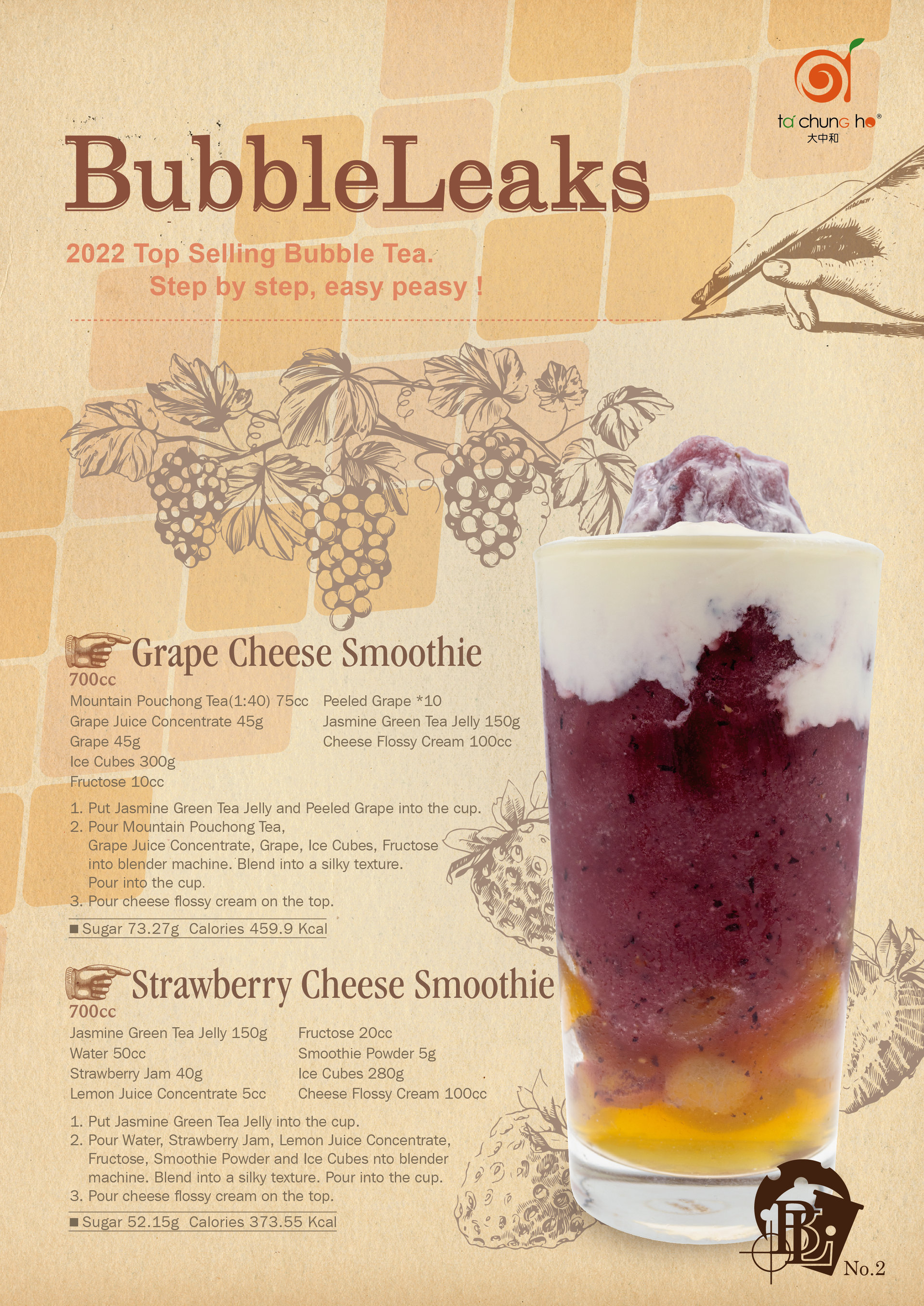 Fresh Fruit & Cheese Foam Drinks