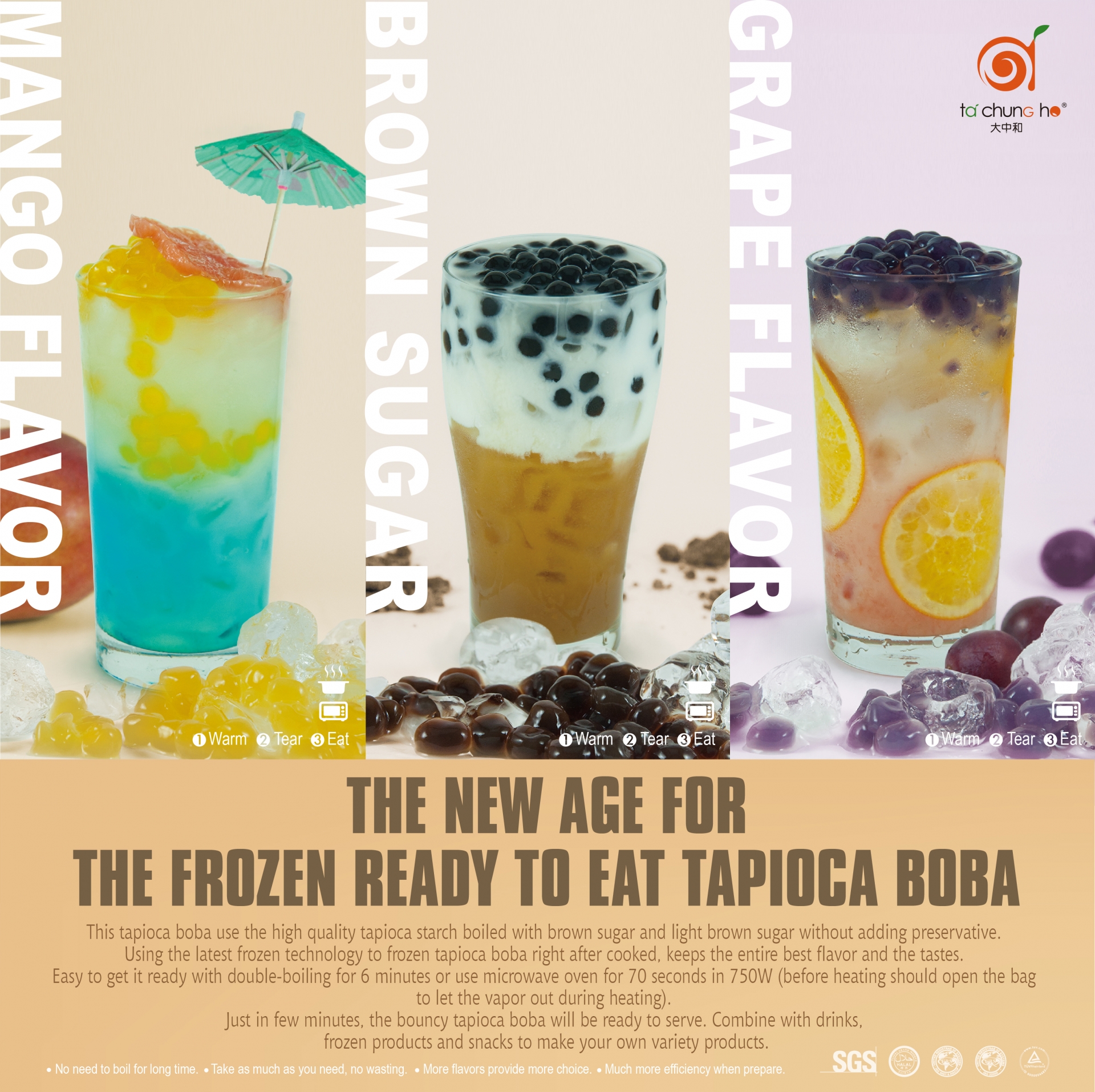 Instant Boba Drink Series (Brown Sugar, Mango, Grape)